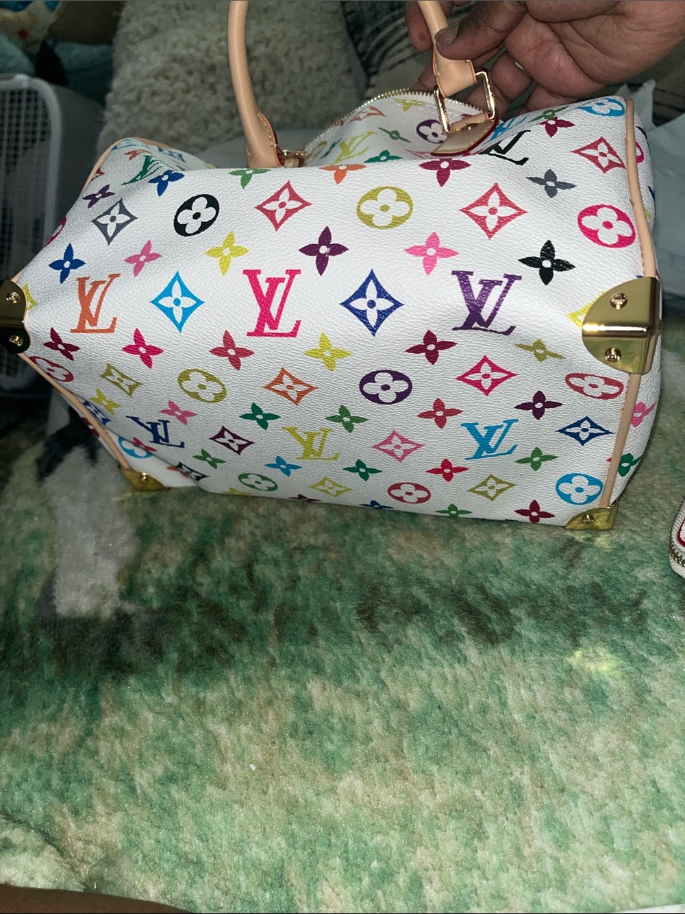 Source Unknown White Multicolor Monogram Satchel NO Matching Wallet - Picture 3 of 3